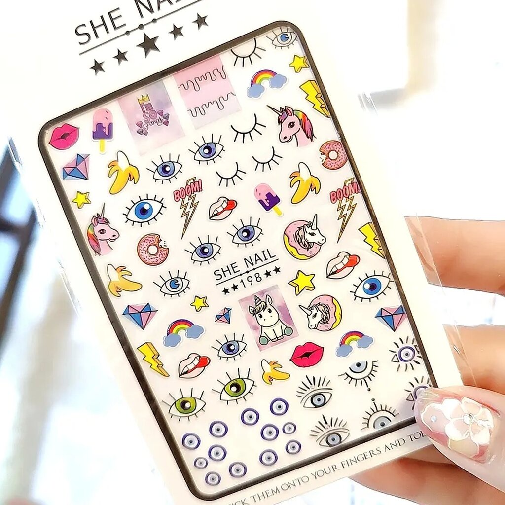 cute nail stickers สติ๊กเกอร์ติดเล็บ ลายการ์ตูน สติ๊กเกอร์แปะเล็บ รหัส SHE NAIL - รูปที่ 6