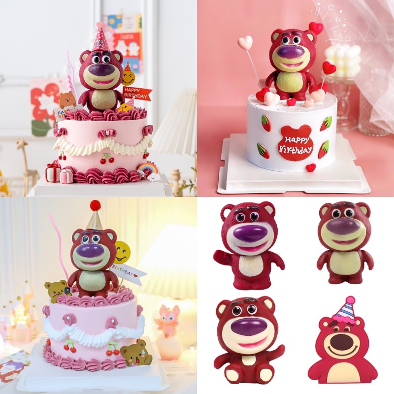 Toy Story สตรอเบอร์รี่หมีตกแต่งเค้ก Cupcake Topper ของเล่นเด็กรุ่นหมีสตรอเบอร์รี่