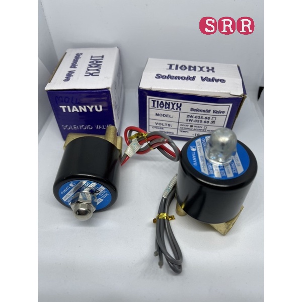 พร้อมส่ง! โซลินอยด์วาล์ว 1/4"Solenoid Valve 220V ทองเหลือง 2W-025-08 แบบปกติปิด