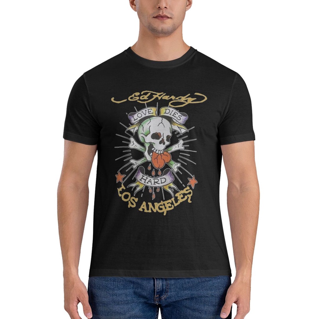 Ed Hardy Love Dies Hard Skull Casual เสื้อยืด Big
