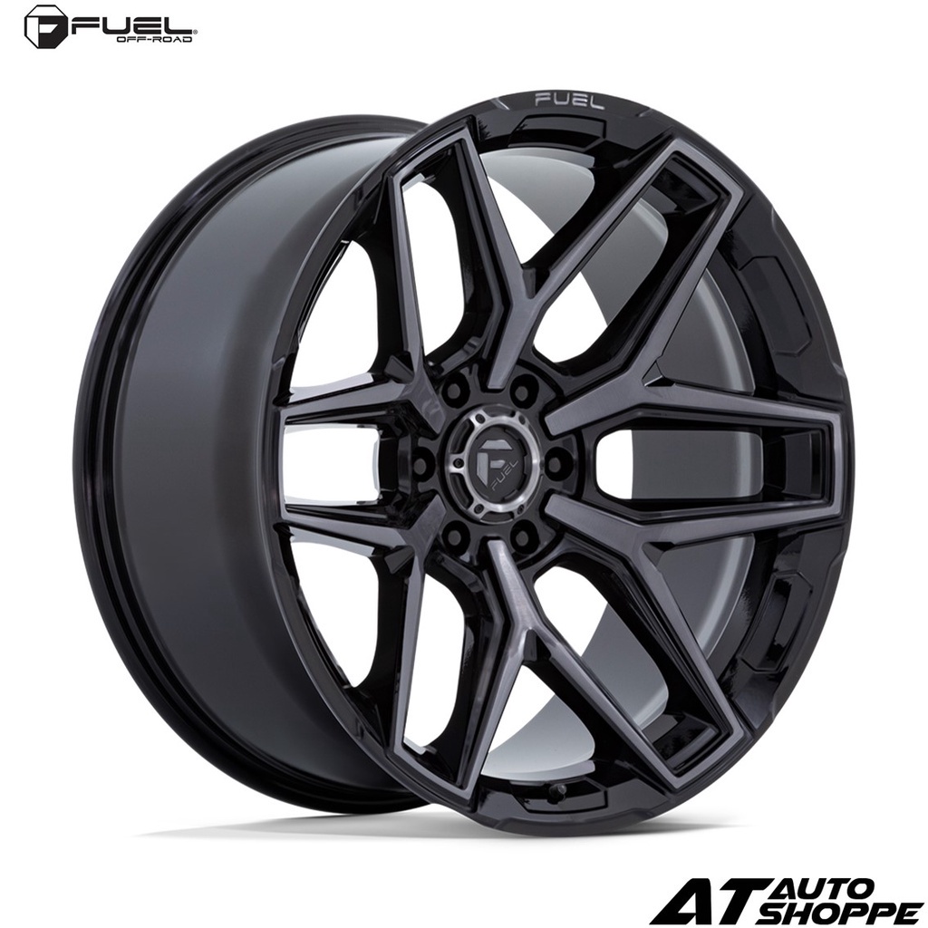(1PC) FUEL OFFROAD FLUX GLOSS BLACK BRUSHED WITH GRAY TINT 20X9J ET1 6Hx139.7