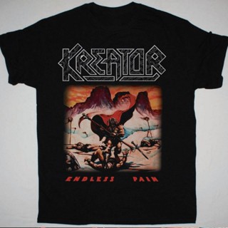 เสื้อยืดผ้าฝ้าย แขนสั้น พิมพ์ลาย KREATOR ENDLESS PAIN สีดํา สําหรับผู้ชาย S A 5XL K222