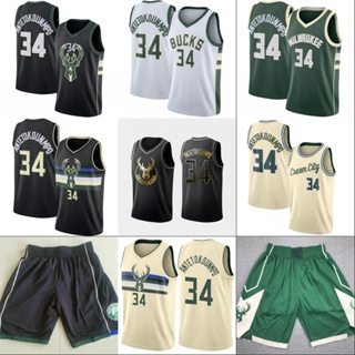 เสื้อกีฬาแขนสั้น ลายทีม Motion NBA Jersey Deer Men 34# ชุดยูนิฟอร์มกางเกงบาสเก็ตบอล 889889