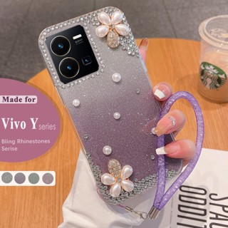 เคสโทรศัพท์มือถือ ประดับกลิตเตอร์ พลอยเทียม ระยิบระยับ ไล่โทนสี หรูหรา สําหรับ Vivo Y36 Y22S Y02 Y16 Y22 Y35 Y02S Y21 Y33S Y33T Y2S Y21T Y20S Y20i Y12a Y12S