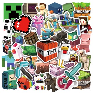 สติกเกอร์ ลาย Minecraft กันน้ํา แวววาว สําหรับตกแต่งวิดีโอเกม Aquaflask 50 แพ็ก