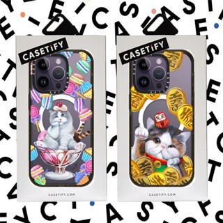 CASETIFY【แมวมาการง】เคสโทรศัพท์มือถืออะคริลิค กันกระแทก ลายแมวนําโชค สําหรับ IPhone 14 Pro MAX Plus 11 12 13 Pro MAX