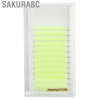 Sakurabc Yellow Lash Extensions  9‑16mm Length Long C Curl Volume Dense Fluorescent  12 Rows  for Performance for Make Up Party