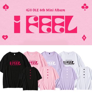 เสื้อยืดแขนสั้นลําลอง คอกลม ผ้าฝ้าย พิมพ์ลาย Kpop GIDLE I Feel Jeon So-yeon สําหรับผู้ชาย และผู้หญิง