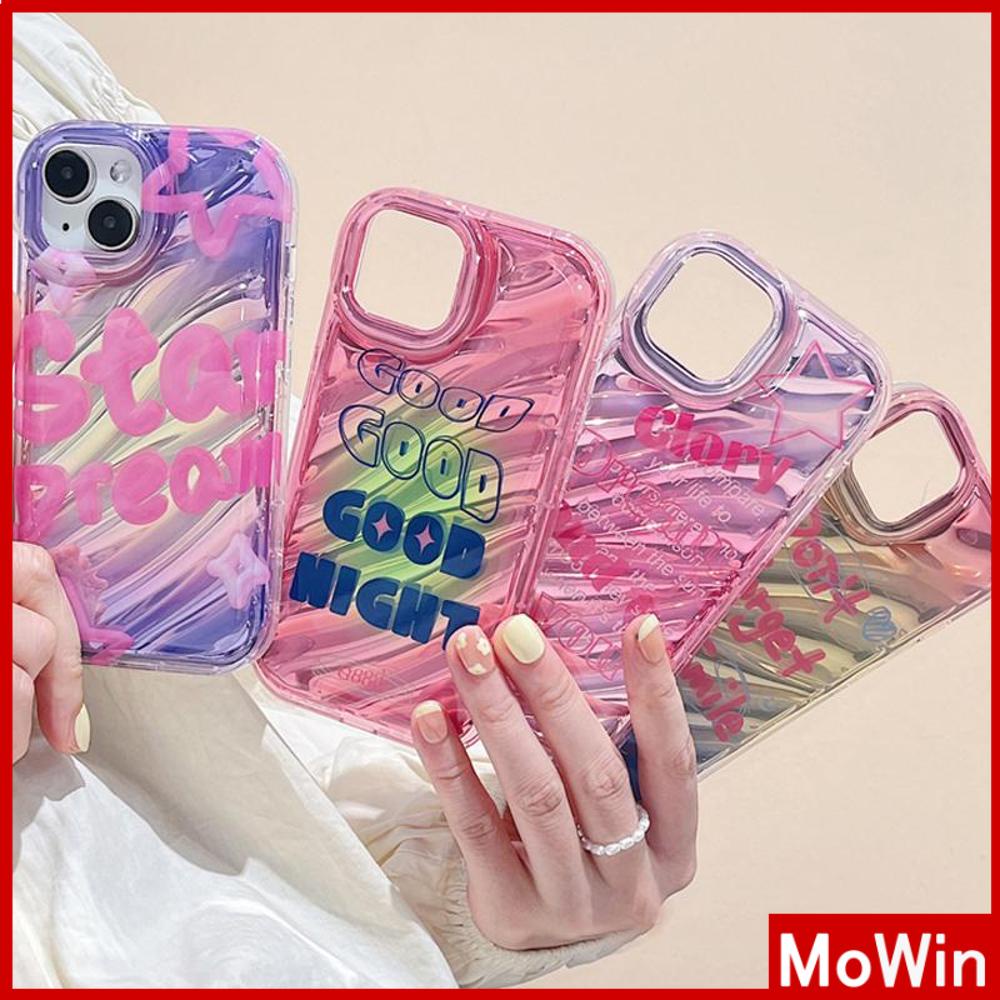 Mowin -เข้ากันได้สำหรับ 15 เคสไอโฟน11 เคส iphone 11เคสใสสะท้อนแสงเลเซอร์ TPUถุงลมนิรภัยกันกระแทกแบบนิ่ม ภาษาอังกฤษเจ๋งๆ ใช้ได้กับ iPhone 13 Pro max 12 Pro Max 11 xr xs max 7