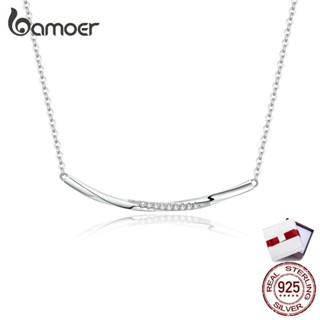 BAMOER Smile Pendant Necklace For Women Girl 925 Sterling Silver