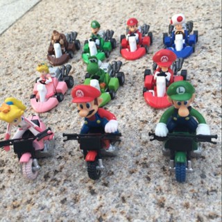 ของเล่นฟิกเกอร์ Super Mario Kart Pull Back Car Mario Luigi Toad Bowser Princess Peach Yoshi สําหรับเด็ก 10 ชิ้น