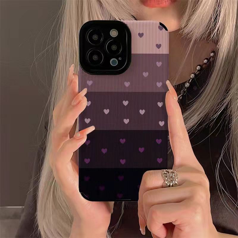 เคสโทรศัพท์มือถือหนังแกะ แบบนิ่ม กันกระแทก ลายหัวใจ สําหรับ Iphone 11Pro MAX 14 PRO MAX 11 12 13 6 7 8plus XR Xmax 15promax
