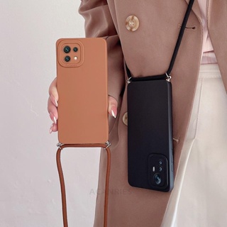 เคสโทรศัพท์ซิลิโคน TPU แบบนิ่ม ผิวด้าน กันกระแทก มีสายคล้อง สําหรับ Xiaomi Mi 13 Pro 13 Lite 5G Mi 12T Pro 12 Lite