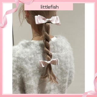 [littlefish] กิ๊บติดผม ประดับโบว์คู่ สีชมพู สีม่วง นําเข้าจากญี่ปุ่น ขนาดโฮมเมด