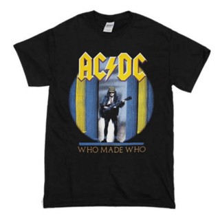 พร้อมส่ง ผ้าฝ้ายบริสุทธิ์ T-shirt     BAND ACDC - Who Made Who  BAJU HITAM PRIA BAND MUSIK ROCK ACDC   PRIA WANITA  BAJU