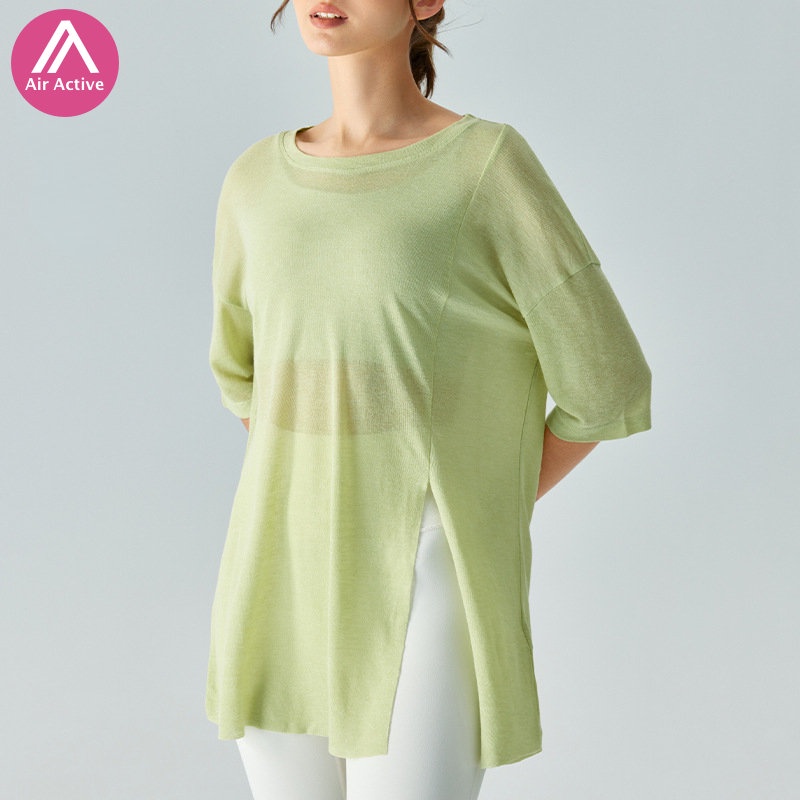 AirActive Leisure เสื้อกีฬาแขนสั้นลําลอง แต่งกระดุมด้านหน้า เหมาะกับใส่ออกกําลังกาย เล่นโยคะ สําหรับผู้หญิง