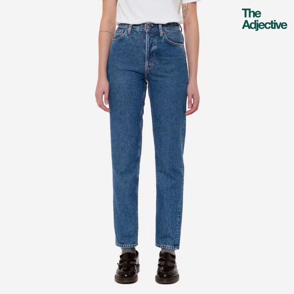 Nudie Jeans/ Breezy Britt-90s Stone/ กางเกงยีนส์ทรงบอยเฟรนด์ ยีนส์กระดุม เข้ารูป กางเกงผู้หญิง ทรงบอย/หลวม