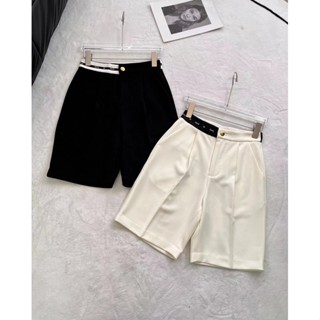 CELINE 23 summer new fashion logo letter contrast color waist temperament commuting style five-point casual pants VY5L