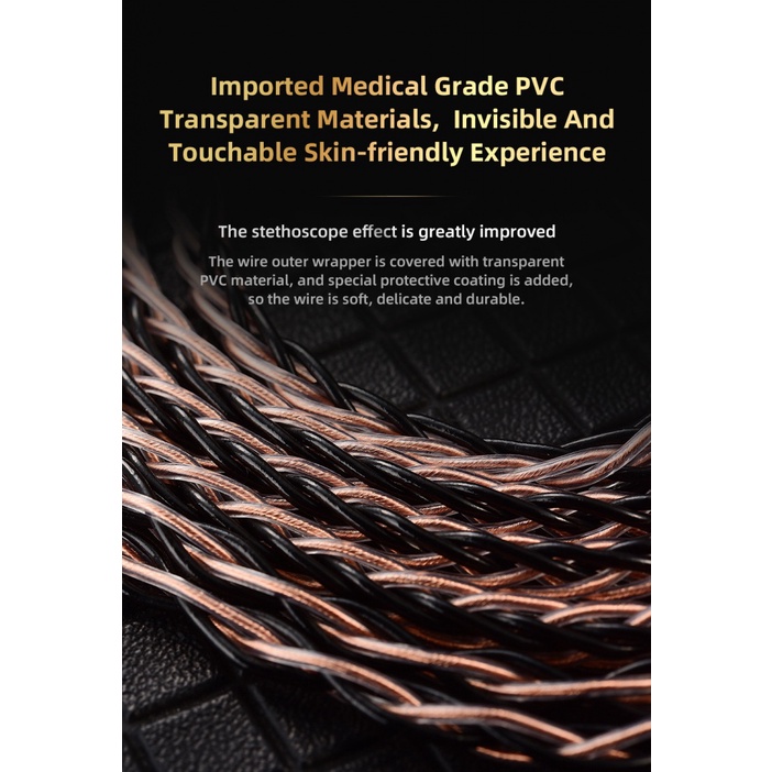 Qkz T1 สายอัพเกรดหูฟัง ชุบเงิน 3.5 0.75 2PIN WOPP