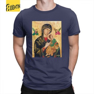 ขายดี เสื้อยืดลําลอง แขนสั้น พิมพ์ลาย Madonna And Virgin Mary สีกรมท่า สไตล์คลาสสิก สําหรับผู้ชาย 400437