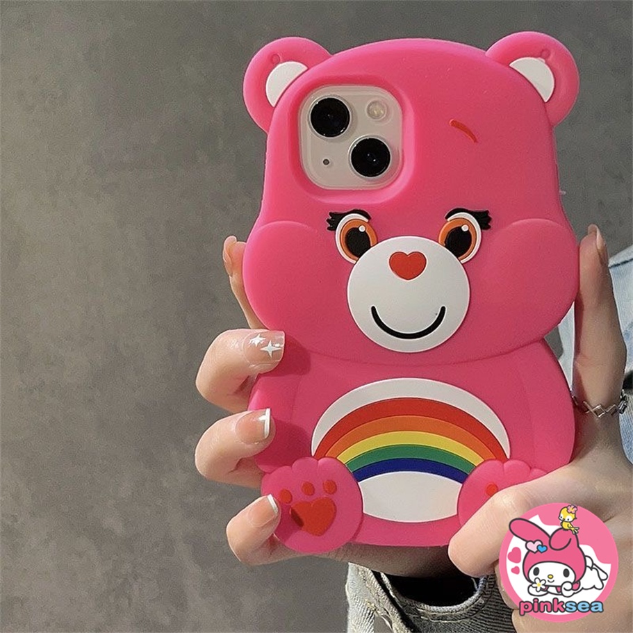 เคสโทรศัพท์มือถือ ซิลิโคนนิ่ม TPU กันกระแทก ลายการ์ตูนหมีแคร์แบร์ 3D สําหรับ iPhone 15 14 13 12 11 Pro Max X Xr Xs Max 8 7 6 6s Plus SE2020