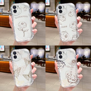 เคส Iphone 11 X XS XR 6 7 8 6s plus XSMAX MAX 6splus PRO MAX TPU Soft Silicone Casing Butterfly Rose Flower Airbag Case Cover
