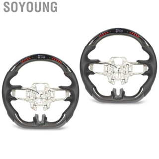 Soyoung Carbon Fiber  Shift Lights Display Steering Wheel Perforated Leather for Ford Mustang 2018 2019 2020 2021 2022