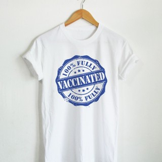 Fully Vaccinated Stamp เสื้อยืดลาย เสื้อยืดสกรีน ประทับตราฉีดวัคซีนแล้ว เสื้อยืดตลกๆ เสื้อยืดวัยรุ่น