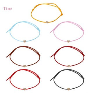 Time Lucky สร้อยข้อมือ จี้หัวใจ สีแดง ปรับได้ เครื่องประดับ สําหรับผู้หญิง ผู้ชาย