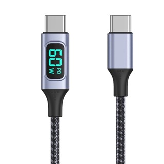 Rr สายเคเบิลชาร์จเร็ว 100W USB-C เป็น USB Type-C PD100W 5A จอแสดงผล LED