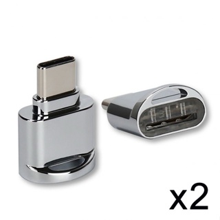 Xiwai อะแดปเตอร์การ์ดรีดเดอร์ USB 2.0 Type C USB-C เป็น Micro SD SDXC TF สําหรับ MacbookCell Phone 2 ชิ้น