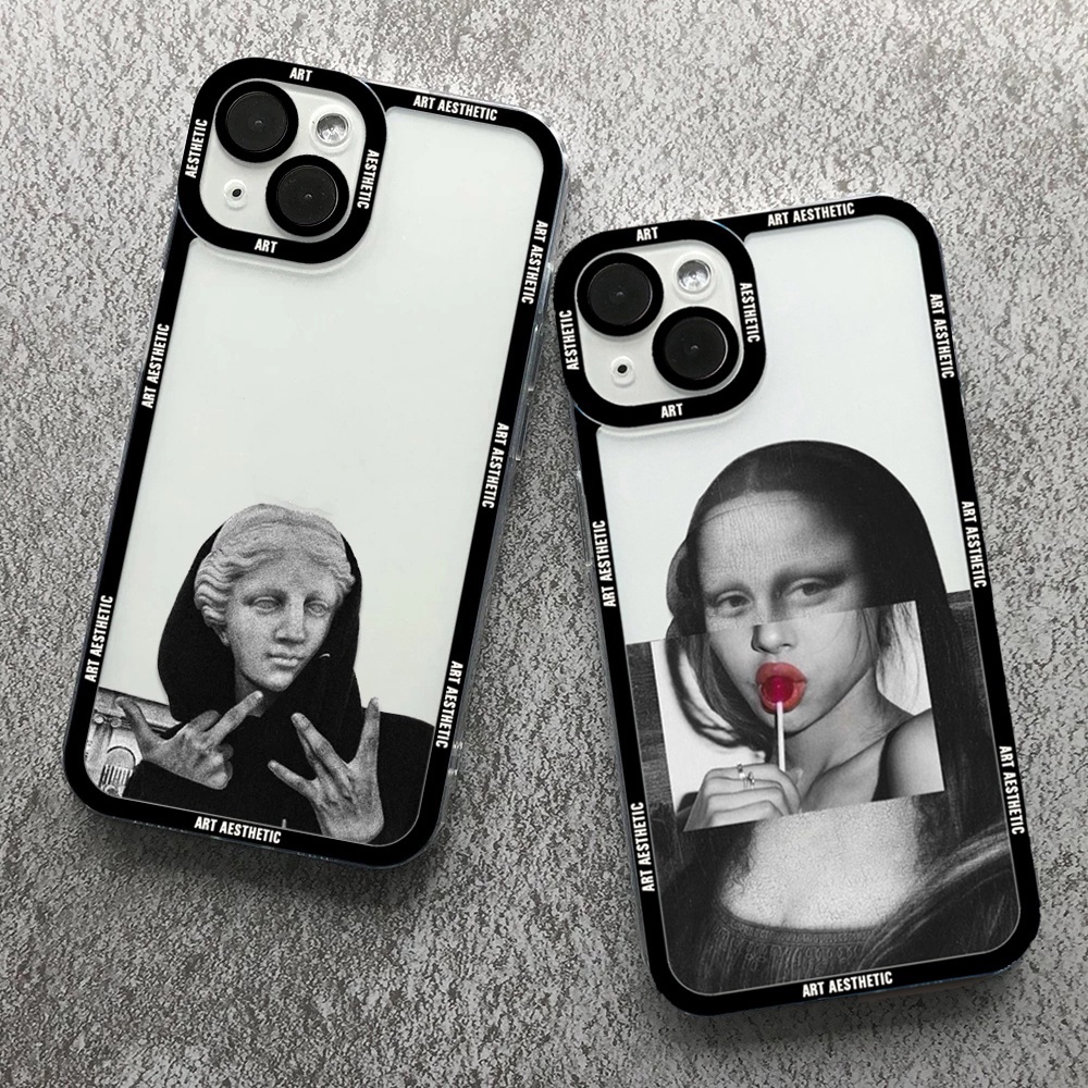 Art Aestheticรูปปั้นBlow Bubbles LollipopสําหรับiPhone 16 11 12 13 14 15 Pro Max X XS XR 7 8 Plus SE 2020 Miniฝาครอบโปร่งใส