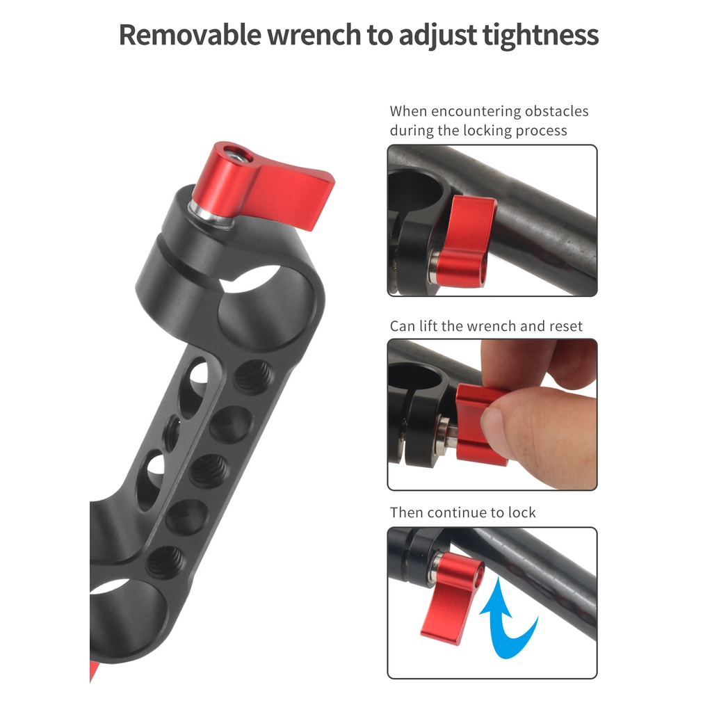 FEICHAO อลูมิเนียม 1/4 หลุมสกรู Dual 15 มม.Clamp Trackblock สําหรับกล้อง DSLR ไหล่สนับสนุนระบบสําหรับติดตามโฟกัส - รูปที่ 4