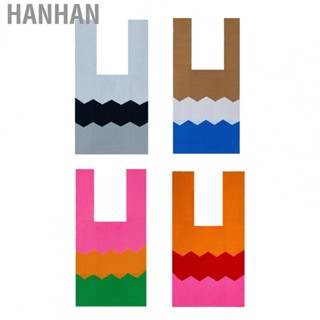 Hanhan Colorful Striped   Soft Handle Color Blocking Easy Carry Fashion  Precise Stitching  for Beach