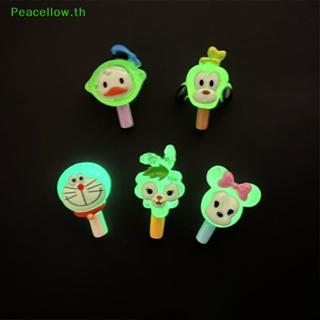 Peacellow จี้เรซิ่นเรืองแสงในที่มืด รูปการ์ตูน ขนาดมินิ Diy สําหรับตกแต่งเครื่องประดับ งานฝีมือ 5 ชิ้น