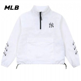 [พร้อมส่ง] ของแท้ 100% เสื้อแจ็กเก็ต เสื้อกีฬา MLB Taslon ระบายอากาศ มีซิปครึ่งตัว สําหรับผู้ชาย และผู้หญิง