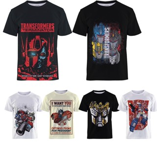 Transformers เสื้อยืด พิมพ์ลายอนิเมะ Transformers 3 มิติ สีขาว สีดํา สําหรับผู้ชาย