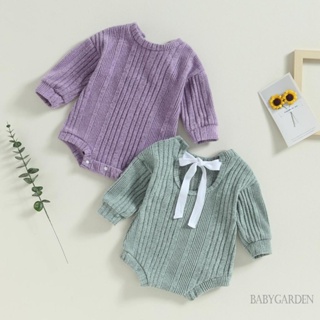 Babygarden-0-18 เดือน ชุดบอดี้สูท รอมเปอร์ แขนยาว คอกลม สีพื้น สําหรับเด็กผู้หญิง