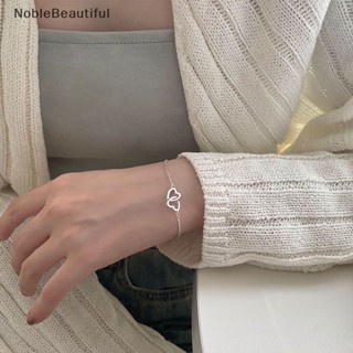 [NobleBeautiful] ใหม่ สร้อยข้อมือ กําไลข้อมือ โซ่กลวง จี้รูปหัวใจคู่ สไตล์วินเทจ หรูหรา เครื่องประดับ สําหรับผู้หญิง [TH]