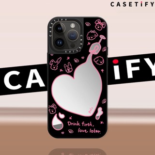 Casetify เคสโทรศัพท์มือถือกระจก ลายสุนัข หัวใจ สีไวน์ สําหรับ iPhone14ProMax iP13Pro 13 iPhone11 12Promax 13Promax 12 13 14