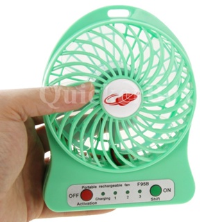 MiniFan USB 2in1 พัดลมพกพา ใช้แบตสำรองได้/ชาร์จได้ ถ่านในตัว (สีเขียว)