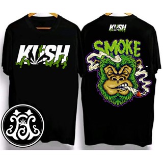 เสื้อยืด kush ลิงอุรังอุตังสูบกัญชาเทรนด์ดีไซน์เฉพาะคอกลมแขนสั้น