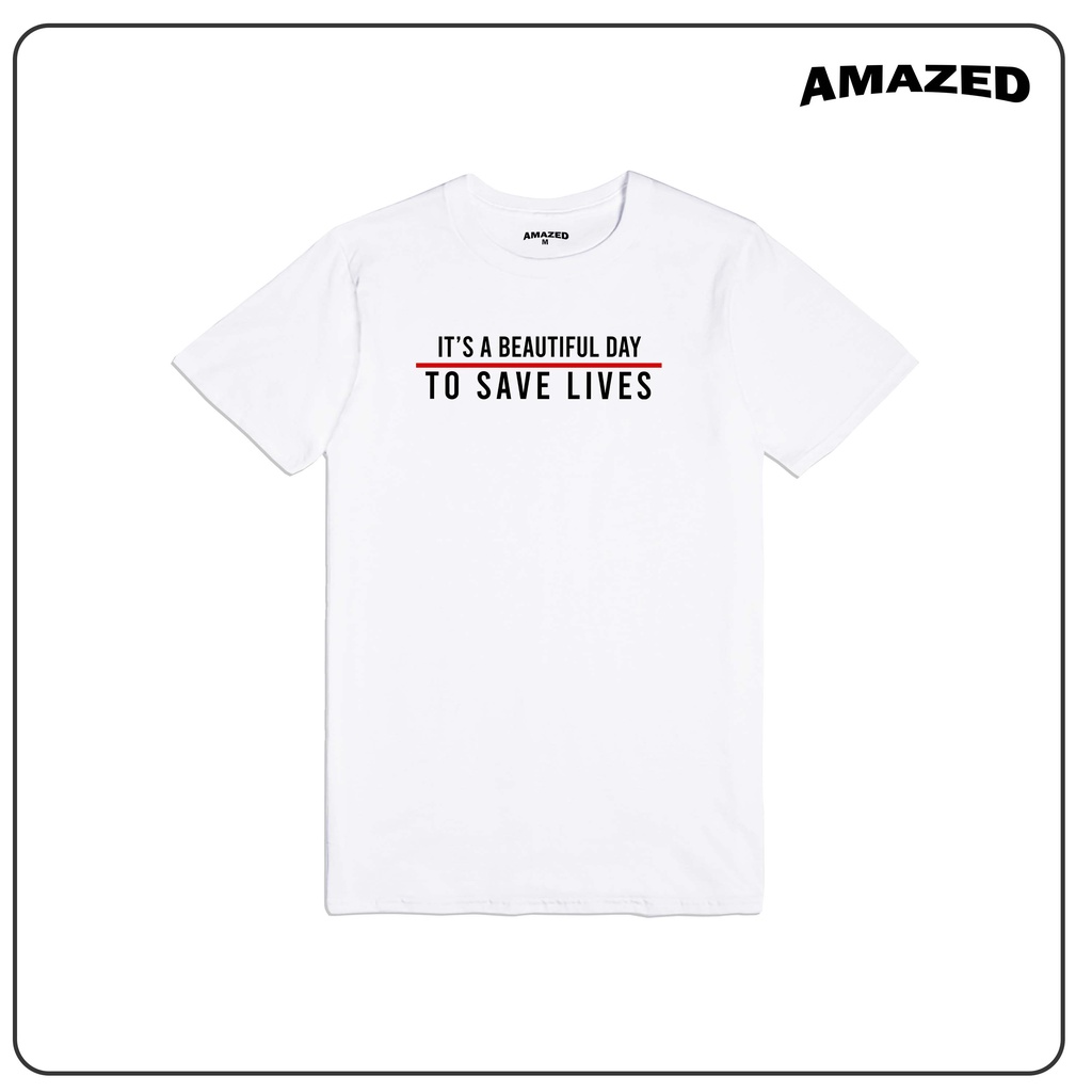 เสื้อยืดผู้ชาย เสื้อ Greys Anatomy เป็นวันสวยเพื่อประหยัด Lives เสื้อเสื้อยืด Merchandise D4 Amazed 