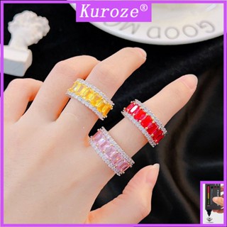 Kuroze แหวนแฟชั่น ประดับเพชร สีเหลือง สีชมพู