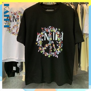 พร้อมส่ง เสื้อยืดคอกลม แขนสั้น ผ้าฝ้าย พิมพ์ลายตัวอักษรผีเสื้อ ทรงหลวม สไตล์ฮิปฮอป พลัสไซซ์ แนวเรกูลาร์ แฟชั่นฤดูร้อน สําหรับผู้ชาย และผู้หญิง