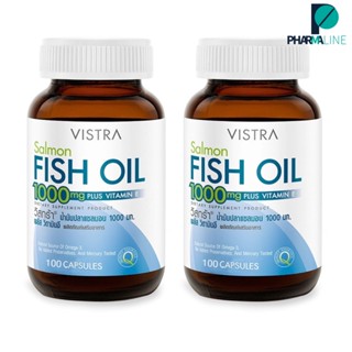 (แพ็คคู่)VISTRA Salmon Fish Oil - วิสทร้า น้ำมันปลาแซลมอน (100 เม็ด)   [PLine]