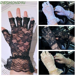 Desmondri Mittens ถุงมือลูกไม้ แบบครึ่งนิ้ว ป้องกันแดด แฟชั่น สําหรับงานแต่งงาน