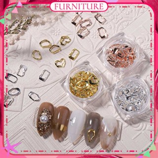 ♕ 20pcs Nail Art Hollow Rivet Jewelry Mixed Japanese Irregular Shaped Gem Metal Frame Nail Decoration Manicure Tool For Nail Shop 4 Designs FURNITURE