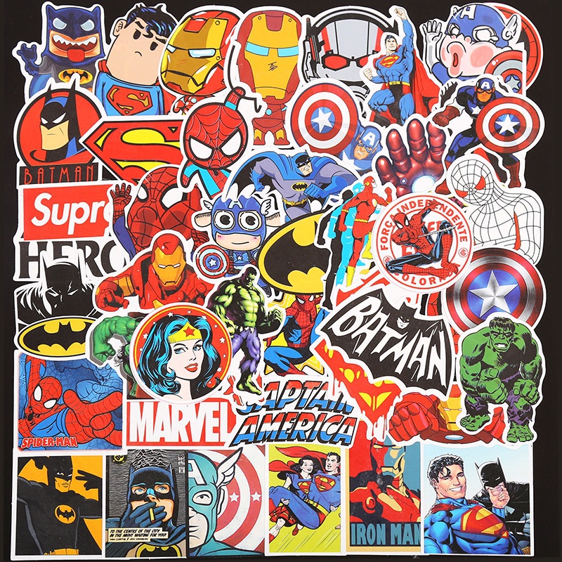 50 ชิ้น สติ๊กเกอร์ Marvel Avenger Super Hero Batman Sticker DIY คอมพิวเตอร์ กระเป๋าเดินทาง ของเล่นเด็ก