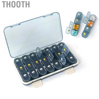 Thooth Weekly Tablet Organizer  Large  PP Divided  Box Blue Durable for Traveling